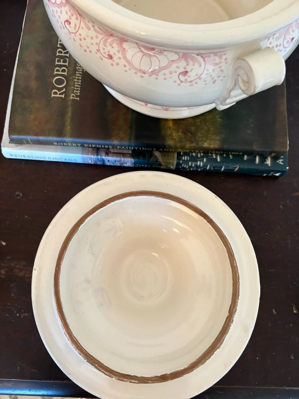 Vintage || Hand Painted Soup Tureen Lidded Floral Cream Pink Italy